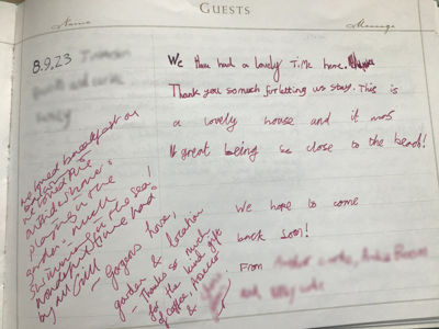 Valley Farm Walberswick Guest book entry by guests
